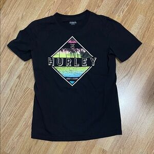 Hurley Black Tee with Tropical Graphic
